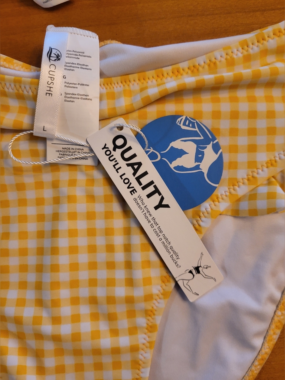 CUPSHE Yellow Gingham Ruffle Bikini Set L - Picture 4 of 11